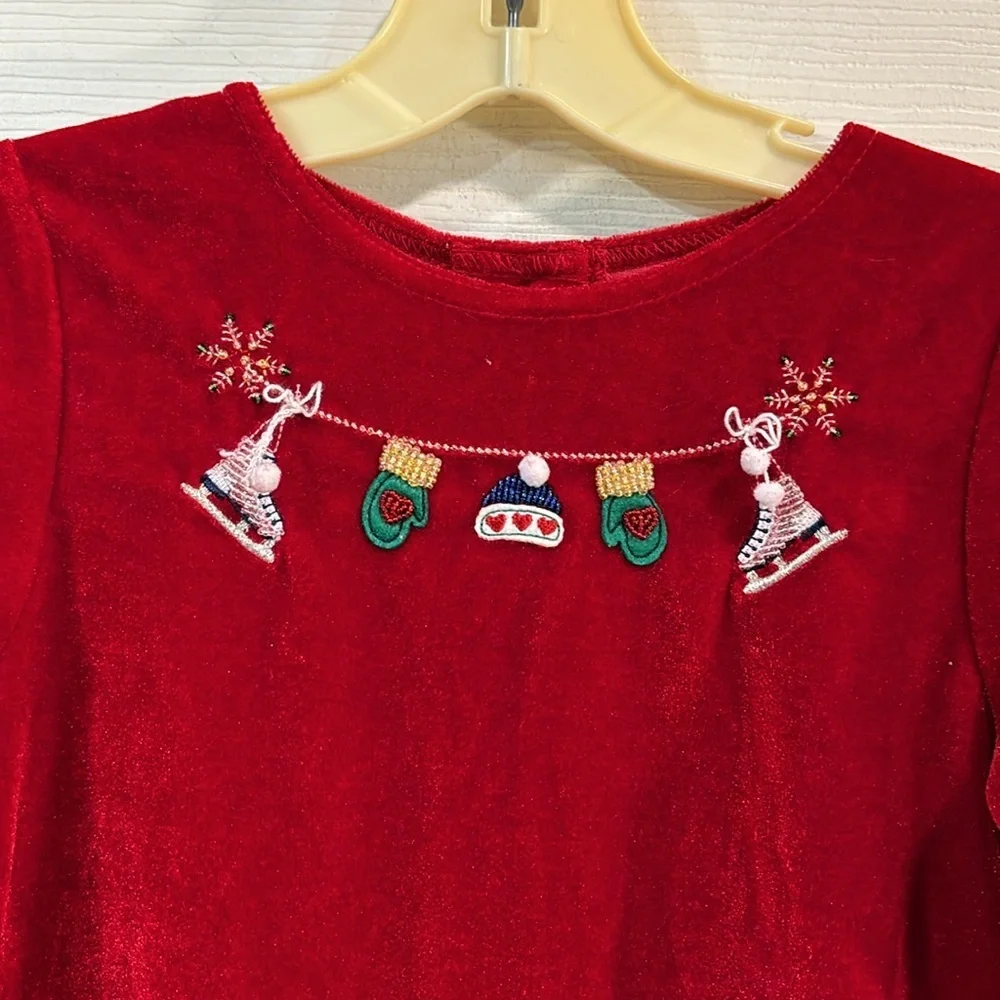 🎄 Sophie Rose Red Velvet Christmas Dress withh Holiday Embellishments size 6X - Picture 2 of 14